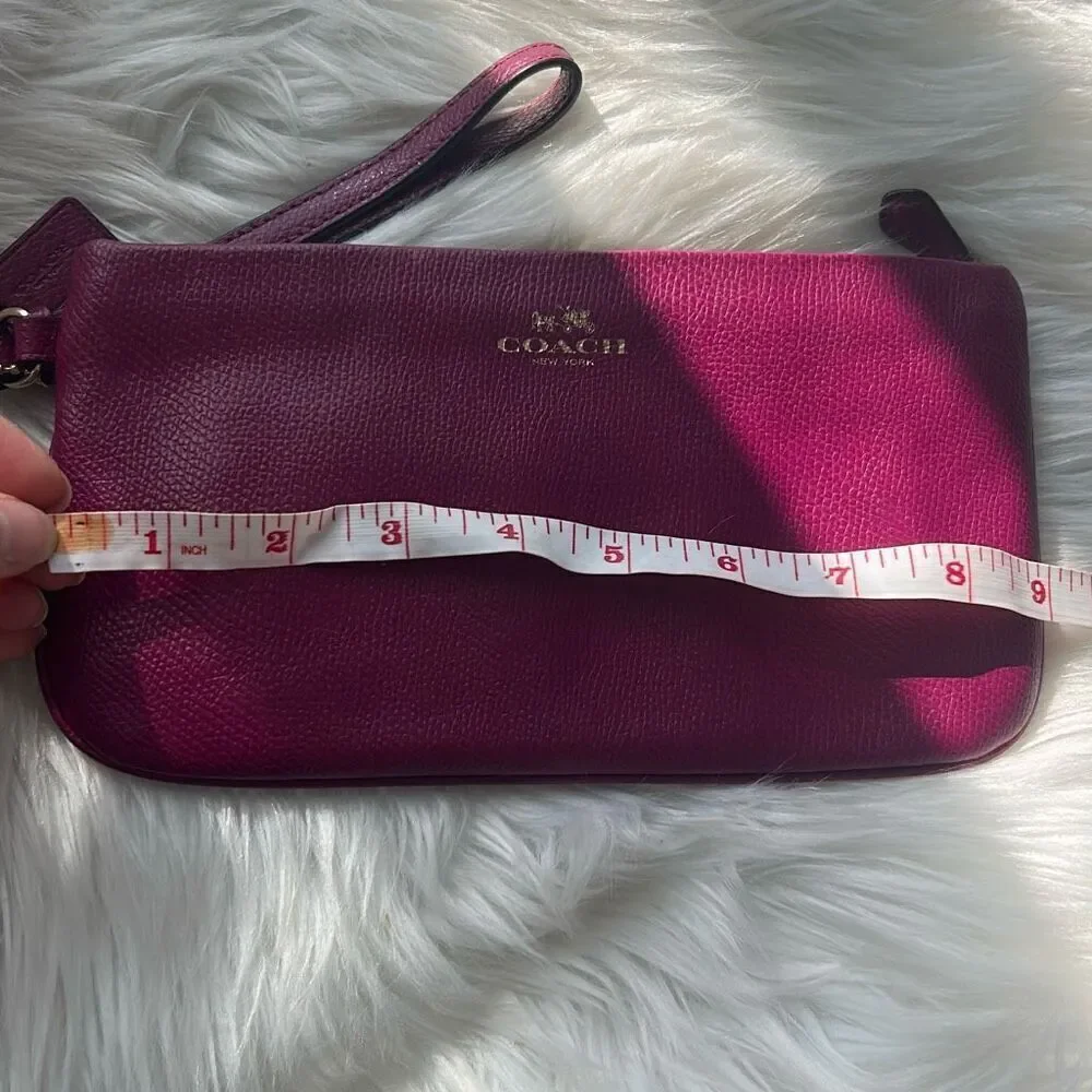 Coach Burgundy Crossgrain Clutch Wristlet Wallet 9x5